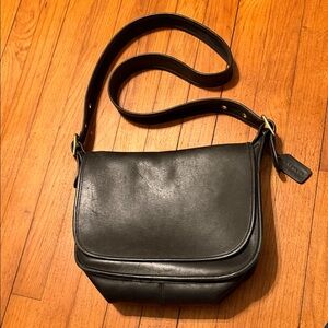Coach Black Leather Crossbody Bag vintage